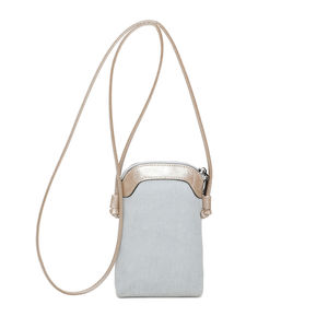 Pochette pour téléphone zippée en tissu côtelé et simili cuir