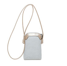 Pochette pour téléphone zippée en tissu côtelé et simili cuir