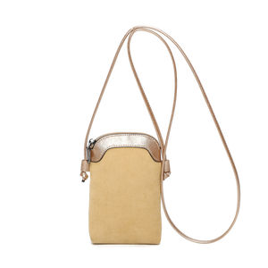 Pochette pour téléphone zippée en tissu côtelé et simili cuir