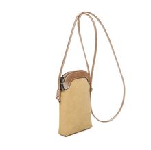 Pochette pour téléphone zippée en tissu côtelé et simili cuir