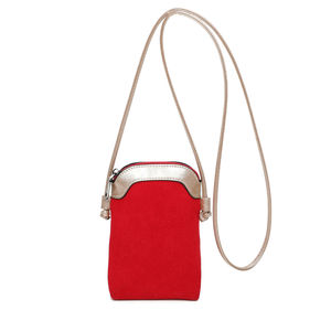 Pochette pour téléphone zippée en tissu côtelé et simili cuir