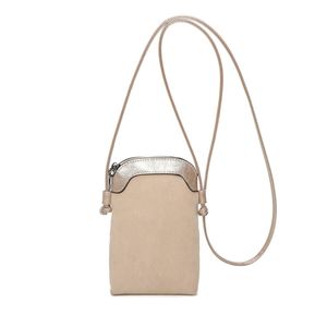 Pochette pour téléphone zippée en tissu côtelé et simili cuir