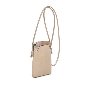 Pochette pour téléphone zippée en tissu côtelé et simili cuir