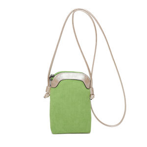 Pochette pour téléphone zippée en tissu côtelé et simili cuir