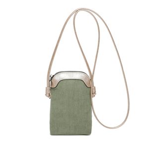 Pochette pour téléphone zippée en tissu côtelé et simili cuir