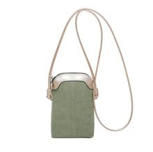 Pochette pour téléphone zippée en tissu côtelé et simili cuir