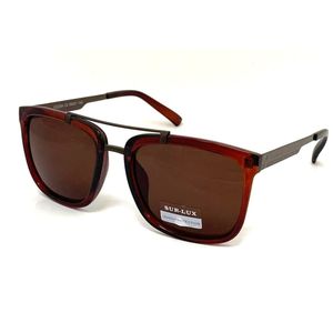 Lunettes de soleil unisexes carrée avec barre horizontale en métal