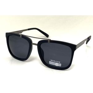 Lunettes de soleil unisexes carrée avec barre horizontale en métal