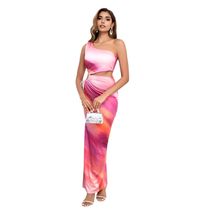 Robe de soirée tie & dye à épaule dénudée avec des découpes sur la taille