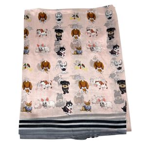 Étole en soie long avec imprimé animalier chiens