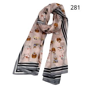 Étole en soie long avec imprimé animalier chiens