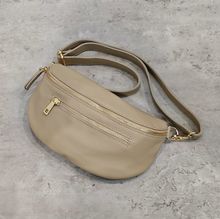 Sac banane en cuir grainé à 2 compartiments distincts zippés