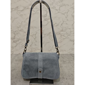 Sac bandoulière en croûte de cuir avec rabat magnétique