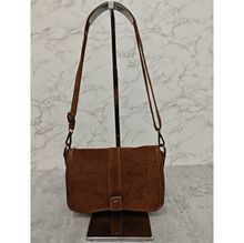 Sac bandoulière en croûte de cuir avec rabat magnétique