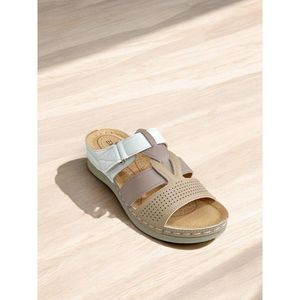 Mules sur talon compensé en simili cuir avec perforations