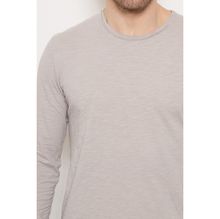 T-shirt à manches longues et col rond usé en coton chiné 100 %