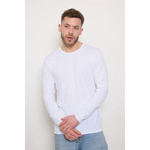 T-shirt à manches longues et col rond usé en coton chiné 100 %