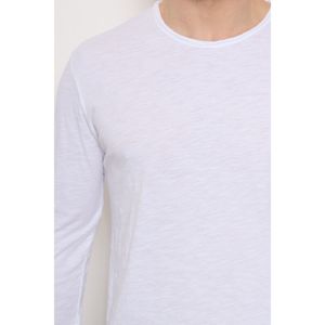 T-shirt à manches longues et col rond usé en coton chiné 100 %