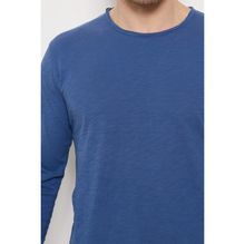 T-shirt à manches longues et col rond usé en coton chiné 100 %