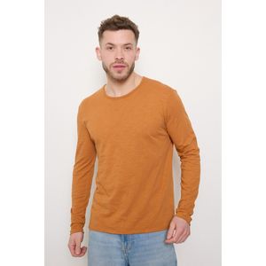 T-shirt à manches longues et col rond usé en coton chiné 100 %