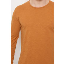 T-shirt à manches longues et col rond usé en coton chiné 100 %