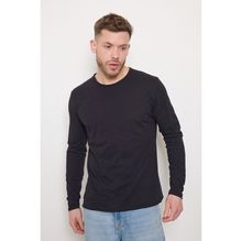 T-shirt à manches longues et col rond usé en coton chiné 100 %