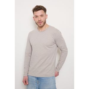 T-shirt à manches longues et col rond usé en coton chiné 100 %
