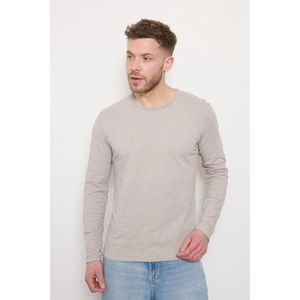 T-shirt à manches longues et col rond usé en coton chiné 100 %