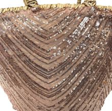 Sac de plage artisanal en paille recouvert de sequins brillants