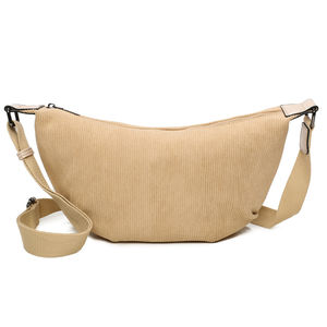 Sac en velours côtelé porté en bandoulière à fermeture zippée