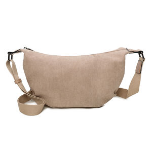 Sac en velours côtelé porté en bandoulière à fermeture zippée