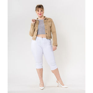 Veste couleur unie en coton stretch grande taille