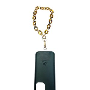 Chaîne bijou pour téléphone en maillons dorés et écaille de tortue