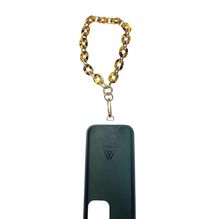 Chaîne bijou pour téléphone en maillons dorés et écaille de tortue