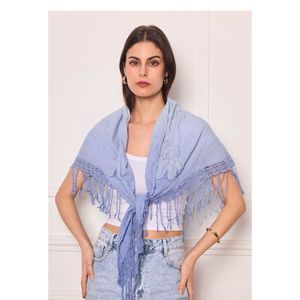 Foulard triangle en coton imprimé tie-dye à broderie de fleurs - 3 pièces