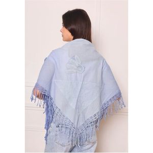 Foulard triangle en coton imprimé tie-dye à broderie de fleurs - 3 pièces