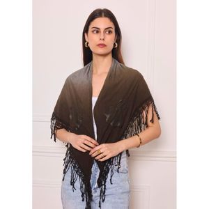 Foulard triangle en coton imprimé tie-dye à broderie de fleurs - 3 pièces