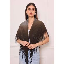 Foulard triangle en coton imprimé tie-dye à broderie de fleurs - 3 pièces