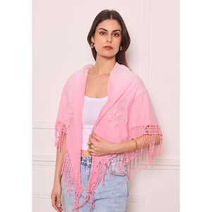 Foulard triangle en coton imprimé tie-dye à broderie de fleurs - 3 pièces
