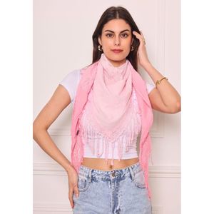 Foulard triangle en coton imprimé tie-dye à broderie de fleurs - 3 pièces
