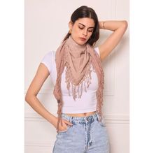 Foulard triangle en coton imprimé tie-dye à broderie de fleurs - 3 pièces