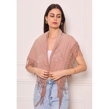 Foulard triangle en coton imprimé tie-dye à broderie de fleurs - 3 pièces