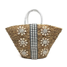 Sac de plage à ruban et motif floraux avec des coquillages