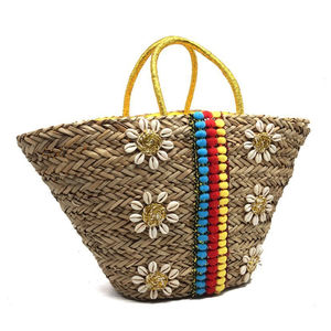 Sac de plage à ruban et motif floraux avec des coquillages