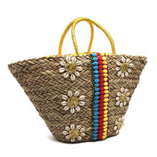 Sac de plage à ruban et motif floraux avec des coquillages