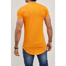 T-shirt oversize à col rond en coton léger uni orange fluo