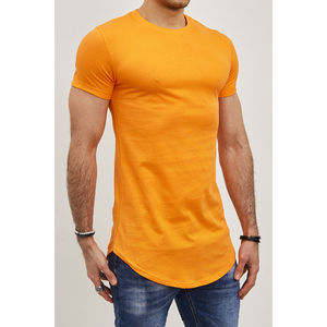 T-shirt oversize à col rond en coton léger uni orange fluo