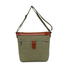 Sac bimatière en similicuir et toile avec poche zippée avant