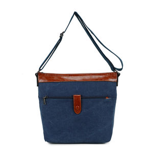 Sac bimatière en similicuir et toile avec poche zippée avant