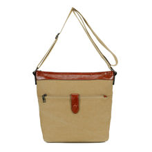 Sac bimatière en similicuir et toile avec poche zippée avant